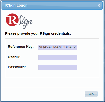 Enter RSign credentials in PartnerXE
